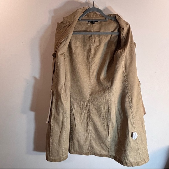 THEORY Sz M Nania Hummingbird 100% Linen Trench Coat Pockets Buttons - Picture 9 of 11